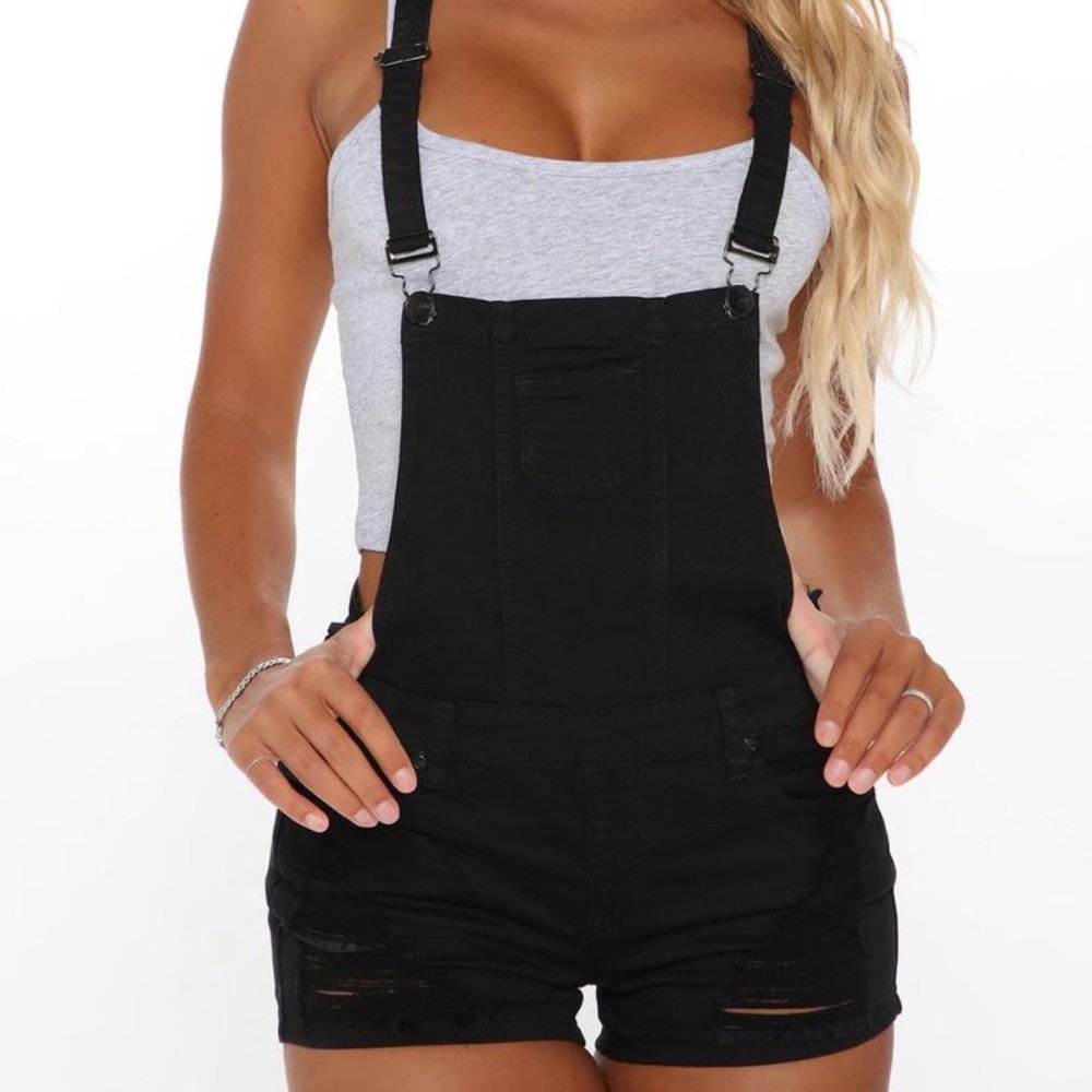 Distressed Denim Overalls